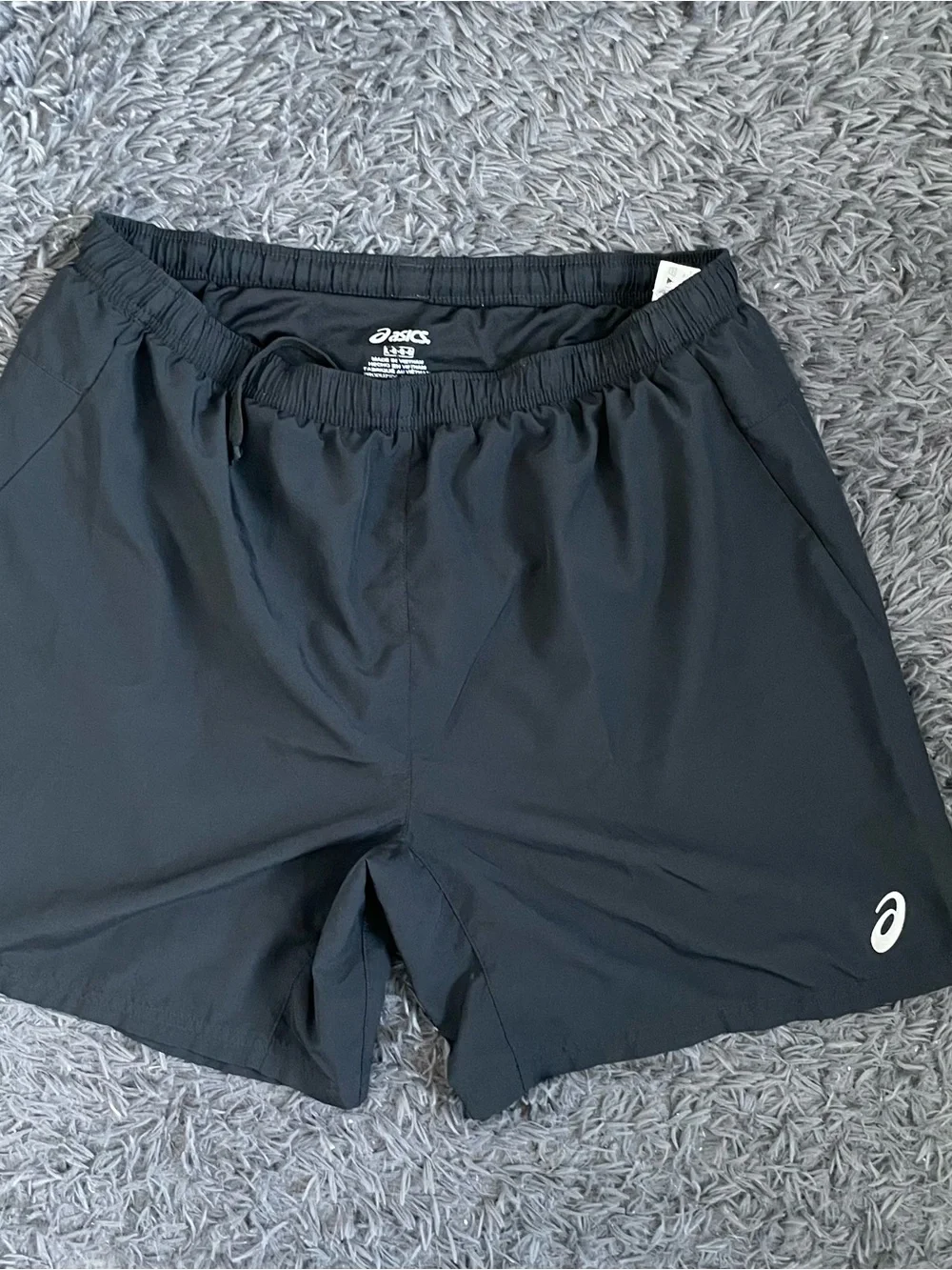 Men Size Large Asics Athletic Running Shorts Elastic Waistband Black